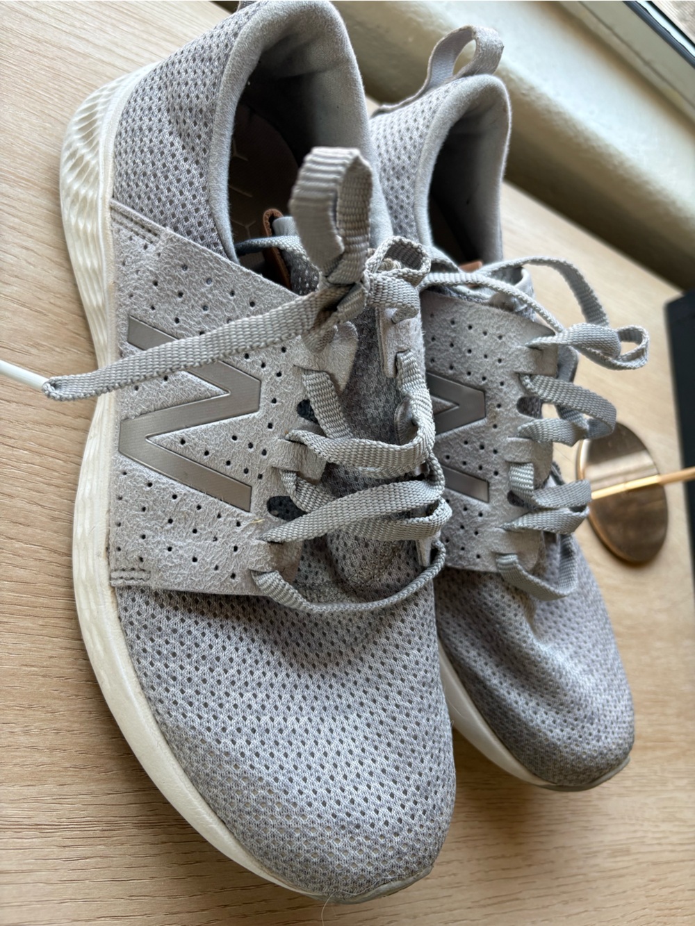 New Balance Gray Lace-Up Mesh Trainer